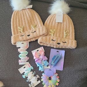 Claire's Tan Reindeer Beanies with Accessories